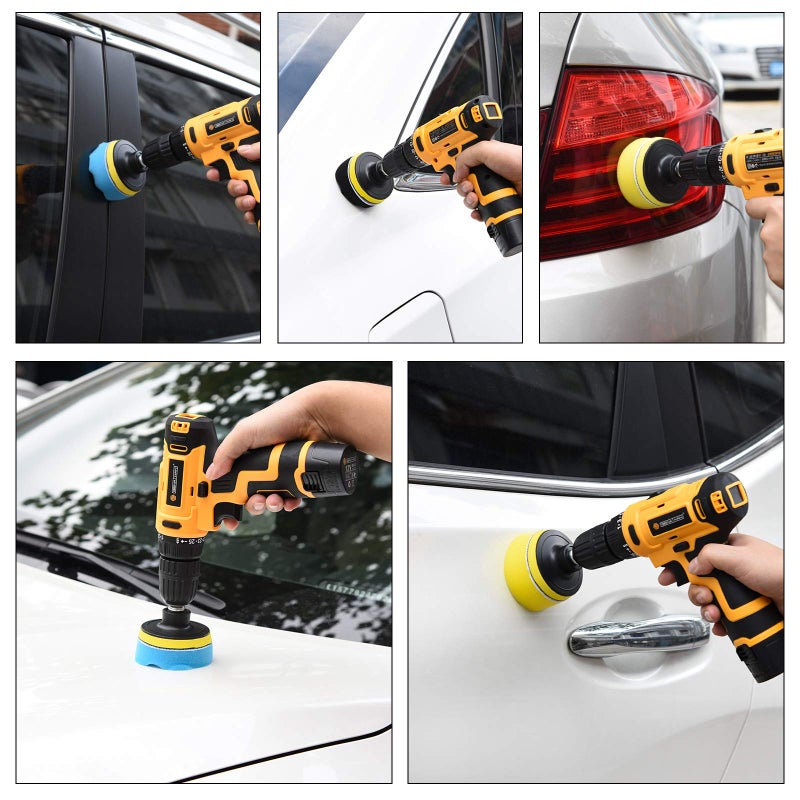 Kshineni Buffing Pads 3 Inch Car Buffer Pad, 22 Pcs Drill Polishing Kit, Polisher Pads Kit Sponge Pads Car Foam Drill for Polishing, Sanding, Waxing, Sealing Glaze - Image 5